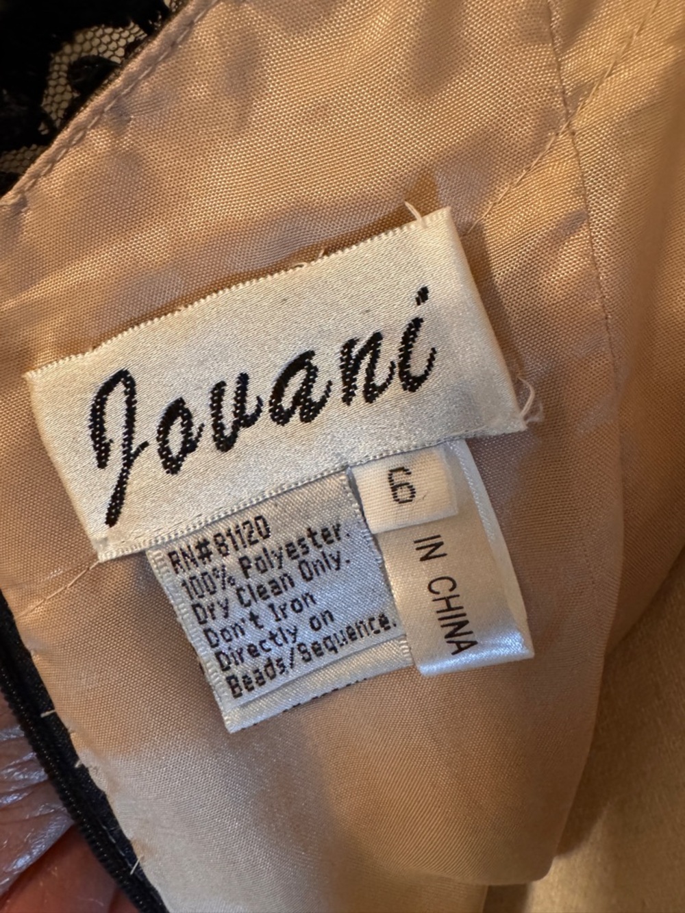 Jovani Black Lace Nude Illusion Mermaid Gown Halter Backless Formal Dress Size 6 - Picture 5 of 6